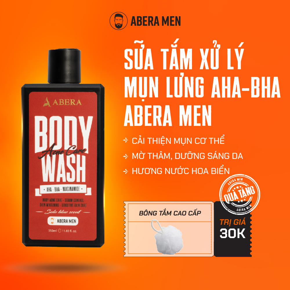 [Combo Chất Không Giới Hạn Abera Men] Sữa rửa mặt 7IN1 + Sữa tắm 3IN1 + Tặng Bông Tắm