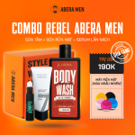 Combo Nổi Loạn Rebel Abera Men - Sữa Tắm 3in1 & Serum Lăn Nách & Sữa Rửa Mặt. Tặng Máy Rửa Mặt