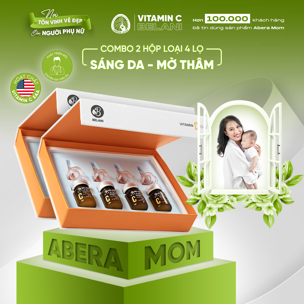 [COMBO 2 HỘP LOẠI 4 LỌ] TINH CHẤT DƯỠNG DA VITAMIN C BELANI
